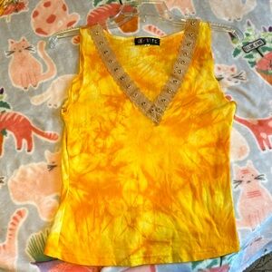 Tank top bright yellow v neck